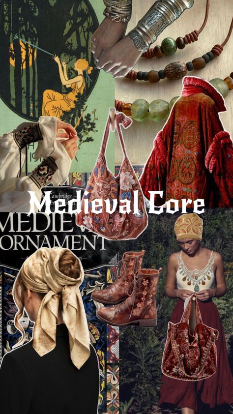 Medievalcore inspired basics, fabrics,hairstyles and accessories Medieval Core, Medieval Outfit, Medieval Party, Edna Mode, Whimsical Fashion, + Core + Aesthetic, Tattoo Styles, Aesthetic Vintage, Colourful Outfits