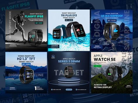 Graphic Design, Advertising, Poster Design, Adobe Photoshop Smart Watch Poster Design, Watch Advertisement Poster, Watch Social Media Post, Advertising Poster Design, Social Media Post Design, Smart Bracelet, Design Advertising, Graphic Design Advertising, Advertising Poster