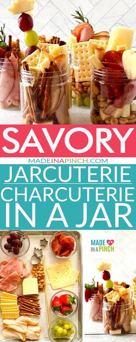 Turn your charcuterie into a jarcuterie! This jarcuterie is such a fun and easy way to take healthy, individual portions with you anywhere you go! Are you a fan of charcuterie boards? Who isn’t? They’re so versatile, creative and just plain FUN! Make them for lunch, dinner, picnics, a day at the sports field, or even as a snack! The idea behind this individual Jarcuterie is a twist on the latest charcuterie board craze. | @made_in_a_pinch Family Meals Kid Friendly, Healthy Kid Friendly Meals, Freezer Cooking Recipes, Seasoned Veggies, Scrumptious Food, Sports Field, Healthy Family Dinners, Charcuterie Recipes, Healthy Meals To Cook