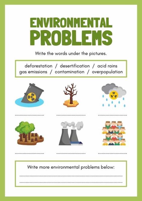 Environmental Problems English Worksheet Pollution Activities Worksheets, Pollution Activities, Environmental Problems, Esl English, Save Environment, English Projects, English Worksheet, Environmental Problem, Esl Teachers