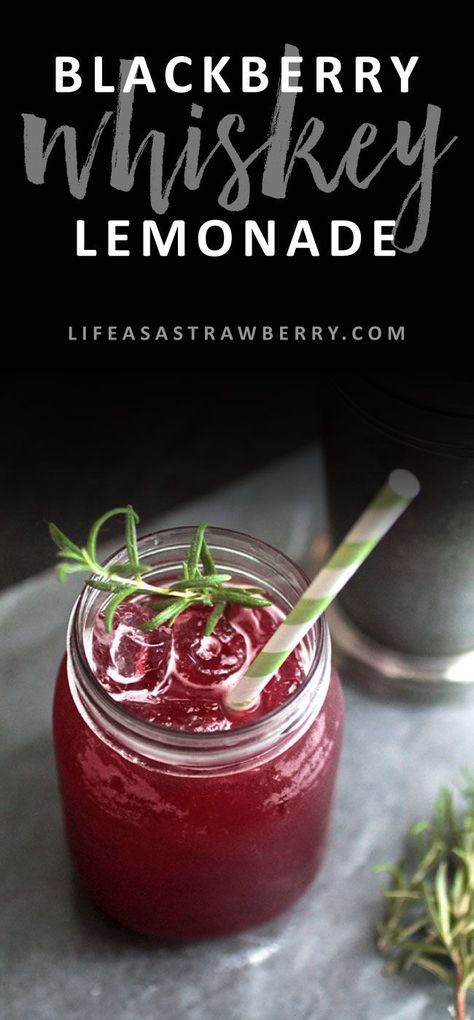 Blackberry Whiskey Lemonade - Life As A Strawberry Blackberry Whiskey, Blackberry Cocktail, Whiskey Drinks Recipes, Whiskey Lemonade, Cocktail Recipes Whiskey, Whisky Cocktail, Blackberry Syrup, Lemonade Cocktail, Simple Syrup Recipes