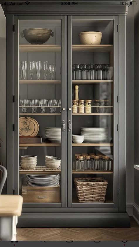 Kitchen Display Cabinet Modern, Glass Window Kitchen Cabinets, Glass Cabinets Display Kitchen Cupboards, Kitchen Almirah, Kitchen Connection, Kitchen Glass Cabinets, Kitchen Wall Design, Wine Vault, Kitchen Decor Trends