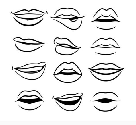 Female Lip Drawing, Lip Expressions, Lips Vector, Digital Art Inspiration, Cartoon Mouths, Lips Sketch, Female Lips, Digital Art Software, Art Inspiration Ideas