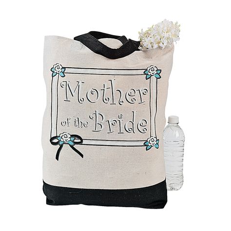 “Mother of the Bride” Tote Bag - OrientalTrading.com Bride Tote Bag, Bride Tote, Wedding Tote Bag, Mothers Bag, Wedding Tote, Bachelorette Party Bride, Beach Wedding Favors, Big Wedding, Simple Bags