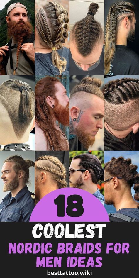 Dive into the world of Viking-inspired hairstyles with our exclusive collection of the top 18 Nordic braids for men in 2024. Explore the rugged elegance of these braided looks, perfect for gentlemen seeking a bold and distinctive appearance. Whether you prefer short or long hair, our selection offers versatile options to match your style and personality. Embrace the spirit of the Norse warriors and unleash your inner strength with our meticulously crafted Nordic braids. Viking Men Braids, Viking Hair Braids Male, Nordic Hairstyle Men, Viking Hair Male, Norse Braids, Male Viking Hair, Male Viking Braids, Nordic Hairstyles, Viking Hair Men