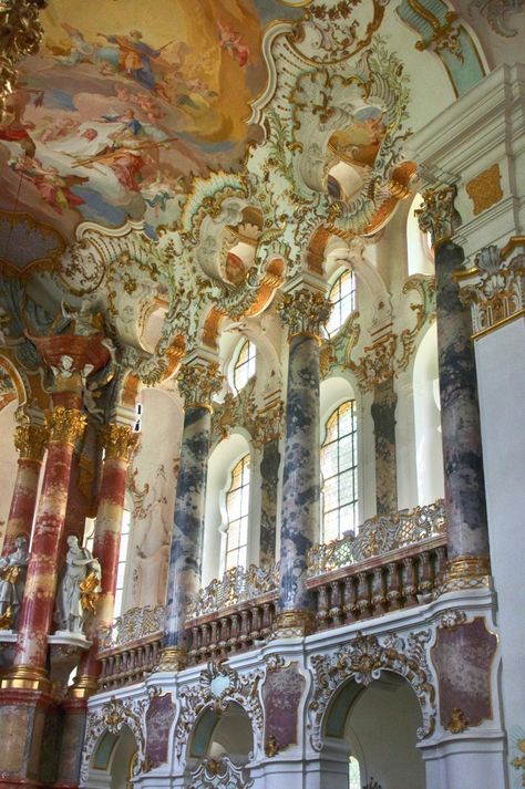 Wies Church - Wieskirche - Germany - rococo side of the altar Rococo Aesthetic, Rococo Interior, Rococo Art, Dream Fantasy, World Of Wonder, Social Trends, Baroque Architecture, Rococo Style, Wedding Art