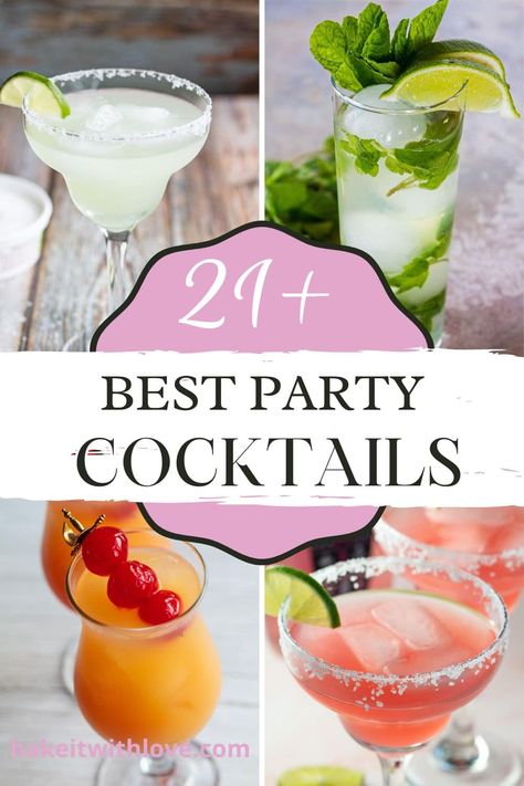 Best cocktails for a party: a collection of tasty, crowd favorite cocktails that are perfect for any celebration! Whether you are looking for something sweet and fruity, smooth and strong, or a unique signature drink, you can find it here! Your next party will be one for the books! BakeItWithLove.com Lamb Dinner Ideas, Cocktails For A Party, White Lady Cocktail, Dinner Ham, Vodka Mojito, Rib Dinner, 70th Birthday Party Ideas, Eggnog Cocktail, Prime Rib Dinner