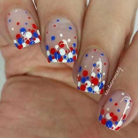 Fun and Easy Nail Designs to Celebrate Labor Day ★ See more: http://glaminati.com/fun-easy-nail-designs-labor-day/ Patriotic Nails Design, Patriotic Nails, Fourth Of July Nails, Natural Hairstyle, Art Magic, 4th Of July Nails, Nails Easy, Polka Dot Nails, Dots Nails