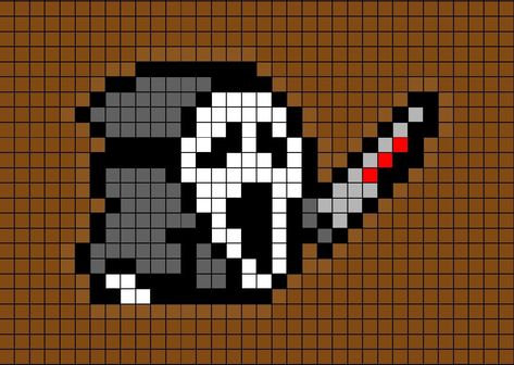 A pixel art template of a grey Shy Guy (from Mario) dressed as a Grim Reaper. Easy Halloween Pixel Art, Pixel Ideas Easy, Pixel Drawing Halloween, Halloween Pokemon Pixel Art, Ghost Face Pixel Art, Pixel Halloween Art, Pixel Art Ideas Halloween, Scream Pixel Art, 20x20 Pixel Art