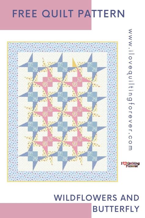 Get your Free Wildflowers and Butterfly Quilt Tutorial here. 1000+ Free Quilt Patterns for Beginners & Experts. All Quilters can get inspired! Free Quilt Patterns For Beginners, Butterfly Quilt Block, Quilt Patterns For Beginners, Flower Quilt Patterns, Butterfly Quilt, Quilt Tutorial, Beginner Quilt Patterns, Flower Quilt, Easy Quilt Patterns