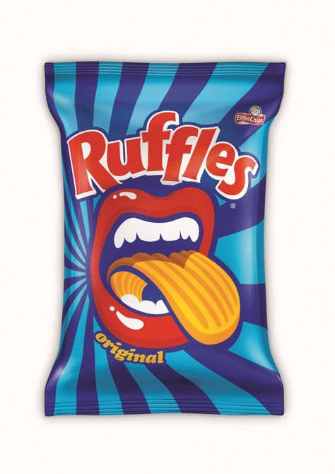 A Ruffles divulgou sua nova identidade visual, visando destacar o produto nas prateleiras de snacks. Os pacotes de Ruffles passam a ter acabamento fosco. Ruffles Chips, Cute Spiral Notebooks, Paper Squishy, Sleepover Food, Cookie Snack, Sour Candy, Salty Snacks, Snack Chips, Food Platters