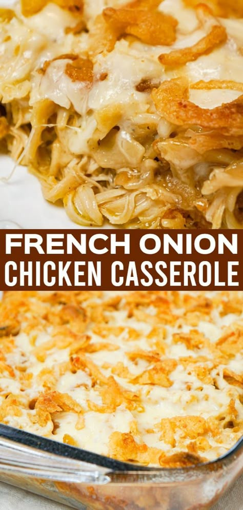 French Onion Chicken Hash Brown Casserole, Easy Recipes Using Cream Of Chicken Soup, Shredded Chicken And Egg Noodles, Recipes For Shredded Chicken Dinners, Chicken Casserole With Noodles Easy Recipes, French Onion Packet Recipes, Recipes Using Onion Soup, French Onion Soup Casserole Recipe, Recipes With Onion Soup Packet