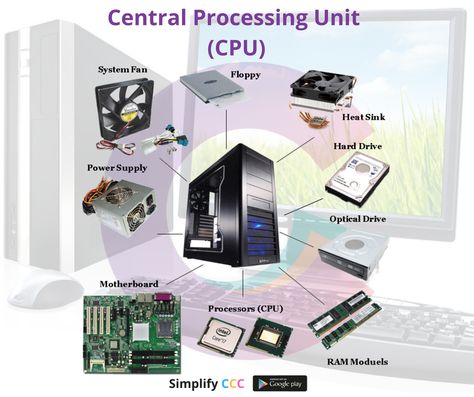 Central Processing Unit        (CPU)  #CCC #SimplifyCCC #NIELIT Processing Devices Of Computer, Central Processing Unit (cpu), It Technician, Computer Images, Central Processing Unit, Apple Technology, Excel Tutorials, Project Work, Computer Paper