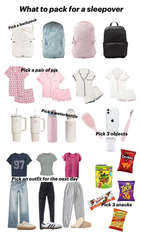 What To Pack For A Sleepover List, Sleepover Bag Essentials, What To Pack For A Sleepover, Pack For A Sleepover, Sleepover Packing, Sleepover Packing List, Sleepover List, Bestie Stuff, Sleepover Bag