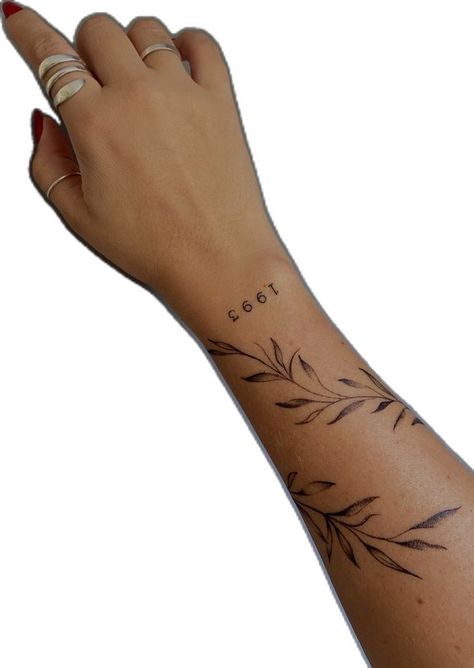 Laurel Tattoo, Wrap Around Wrist Tattoos, Wrist Tattoo Ideas, Small Girly Tattoos, Wrap Tattoo, Branch Tattoo, Sick Tattoo, Bicep Tattoo, Tattoo Bracelet