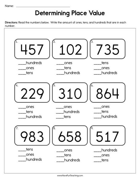 Texas Homeschool, Phonics Worksheets Free, Place Value Activities, Place Value Worksheets, Kindergarten Phonics Worksheets, Mathematics Worksheets, Math Place Value, Free Preschool Worksheets, 2nd Grade Math Worksheets