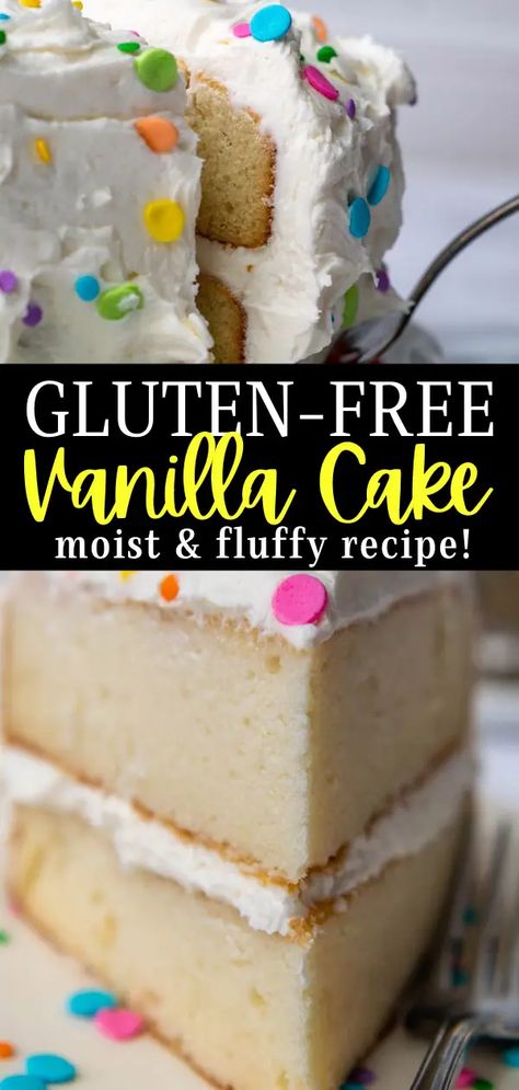 Moist Gluten Free Cake Recipes, Gluten Free Recipes Cake, Gluten Free White Cake, Gluten Free Birthday Cake Recipe, Gluten Free Vanilla Cake Recipe, Best Gluten Free Cake Recipe, Mamagourmand Recipes, Gluten Free Cake Recipes Easy, Gluten Free Cake Recipes