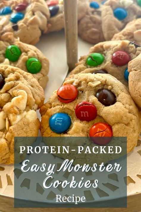 Easy Monster Cookies, Monster Cookie Recipe, Monster Cookies Recipe, Candy Stand, Monster Cookie, Cookies From Scratch, Kids Party Food, Protein Cookies, Perfect Cookie