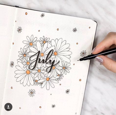 July monthly cover page for bullet journal Bullet Journal Calendrier, Bullet Journal Month, Bullet Journal 2019, Rustic Wedding Decorations, Journal Bullet, Hand Writing, Bullet Journal Themes, Bullet Journal Art, Journal Themes