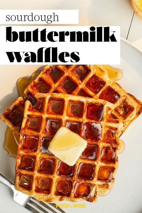 Buttermilk Sourdough, Sourdough Buttermilk Recipes, Sourdough Buttermilk, Sourdough Buttermilk Pancakes, Sourdough Discard Waffles, Easy Sourdough Discard Waffles, Sourdough Waffles, Waffle Sourdough Discard, Savory Sourdough Waffles