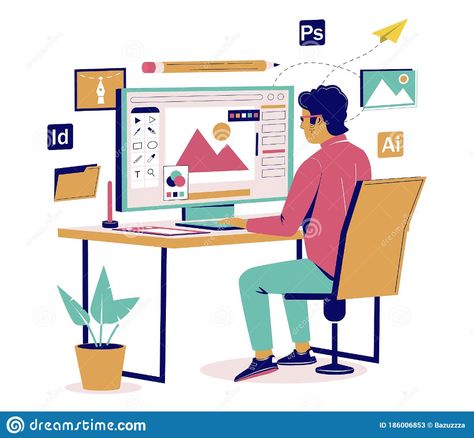 Graphic designer creating his artwork, vector flat isometric illustration. Illustration about character, illustrator, freelancer, editor, productive, professional, digital - 186006853 Isometric Illustration, Graphic Design Tools, Electronics Design, Artistic Photography, Graphic Design Services, Branding Design Logo, Digital Marketing Agency, Creative Art, Service Design