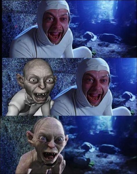 Lord of the Rings - Behind the Scenes - Imgur Gollum Smeagol, Andy Serkis, Behind The Scenes Photos, Viggo Mortensen, Desolation Of Smaug, The Two Towers, Scene Image, Fellowship Of The Ring, Thranduil