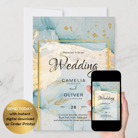 Beautiful Sea Glass Gold Wedding Invite Turquoise Turquoise And Gold Wedding, Gold Wedding Invite, Zazzle Wedding Invitations, Fall Winter Wedding, Royal Park Hotel, Trending Wedding, Gold Wedding Inspiration, Wedding Moodboard, Pinterest Wedding