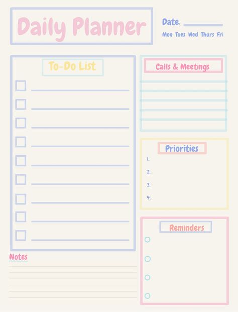 Daily Planner 2 - Notability Gallery Diy Daily Planner Notebook, Aesthetic Daily Planner Template, Planner Backgrounds, Cute Daily Planner Template, Goodnotes Planner Template, Good Notes Templates, Daily Planner Diy, Daily Planner Book, Cute Daily Planner