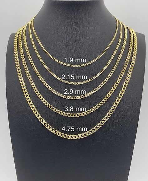 JEWELHEART 14K Real Gold Cuban Link Chain - 1.9mm Diamond Cut Cuban Curb Chain Pendant Necklace - Dainty Yellow Gold Necklace For Women with Lobster Clasp 18" | Amazon.com Gold Necklace For Women, Gold Cuban Link Chain, Curb Chain Necklace, Yellow Gold Necklace, Gold Necklace Women, Cuban Link Chain, Necklace Dainty, Cuban Link, Chain Pendant