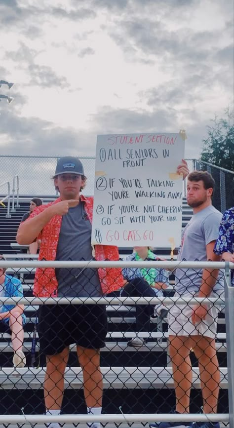 Funny School Spirit Posters, Junior Class Spirit Posters, High School Sports Game Themes, Frat Vs Farmer Spirit Week, Football Game Posters High School Funny, Friday Night Football Themes, Football Posters High School Ideas Funny, Student Section Chants, Student Section Posters Football