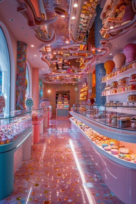 Candy Store Design, Comfy Room, Shop Architecture, Candy Shops, Dream Cafe, Wall Workout, Candy Drinks, Luxury Room, Stylish Nails Designs