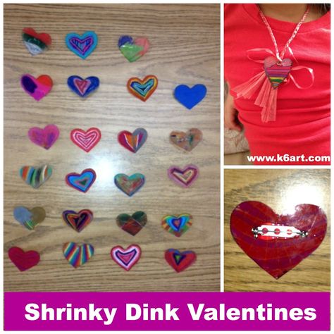 Valentines Day Shrinky Dink, Shrinky Dink Valentine Ideas, Valentine Shrinky Dink Ideas, Group Art Projects For Kids, Kids Crafts January, Shrinks Dink, Shrinky Dink Crafts, Group Art Projects, Classroom Valentines