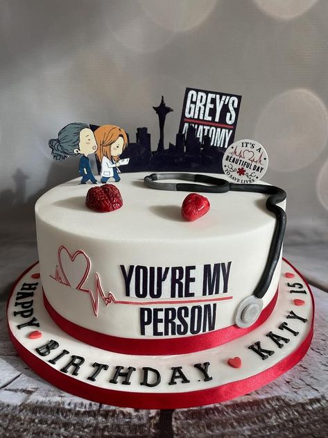 Greys Anatomy Bridal Shower Ideas, Greys Anatomy Bachelorette Party, Greys Anatomy Birthday Cake, Greys Anatomy Themed Party, Greys Anatomy Party Ideas, Greys Anatomy Party, Greys Anatomy Gifts, You're My Person, Cake With Strawberry