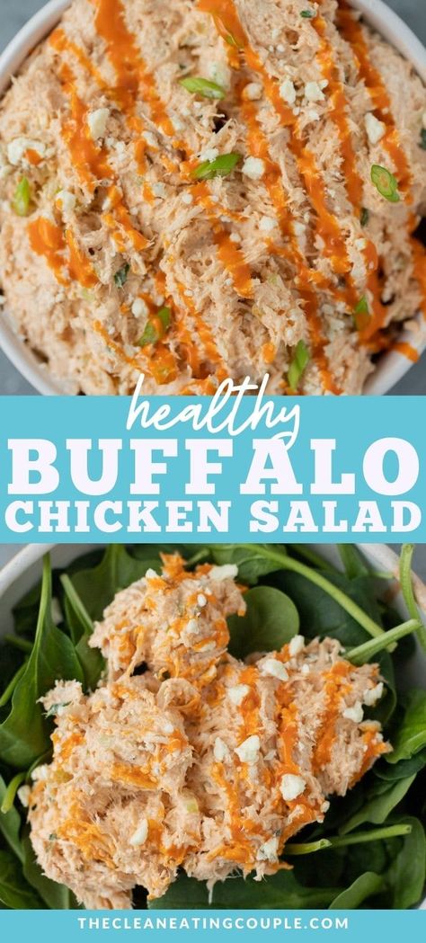 Paleo Buffalo Chicken Salad, Chicken Salad On Salad, Buffalo Chicken Chicken Salad, Chicken Salad Ideas Healthy, Chicken Salad Meal Prep Lunch Recipes, Buffalo Chicken Egg Salad, Chicken Salad Salad Recipe, Buffalo Chicken Salad Recipe Healthy, Buffalo Chicken Salad Meal Prep