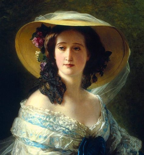 Gods and Foolish Grandeur: Winterhalter and Eugénie - le chapeau de paille - 1857 Franz Xavier Winterhalter, Empress Eugenie, Music Sculpture, Franz Xaver Winterhalter, Rennaissance Art, 1800s Fashion, German Art, Napoleon Iii, Flash Art