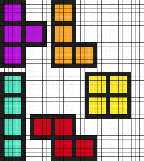 Tetris Pieces Perler Bead Pattern | Bead Sprites | Misc Fuse Bead Patterns Tetris Perler Beads, Rave Light, Hamma Beads Ideas, Hamma Beads, Fuse Bead Patterns, Kandi Cuff, Looking For Friends, Pattern Maker, Beads Ideas