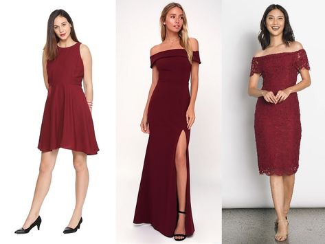 15 Latest Collections of Maroon Dress Designs for Women Maroon Dress Outfit Party, Maroon Dress Outfit, Maroon And Gold Dress, Dress Designs For Women, Maroon Dresses, Maroon Prom Dress, Dress Outfits Party, Casual Attire For Women, Outfit Party