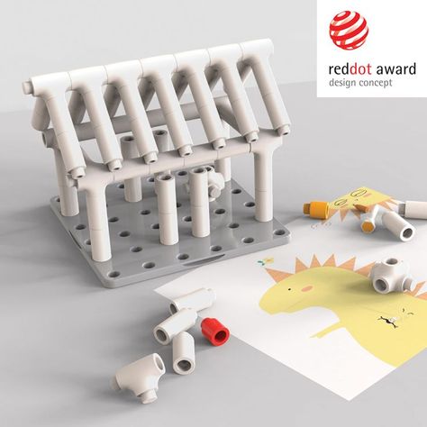 Toy Paintbrush combines colouring pens with free-assembly toys, so that the pen shells can be used again even after the pens have dried up. . . . . . . . #RedDotAward #DesignConcept #RedDotWinner #Education #designedby #GuoGuanlan #LuYi #MaSiyu #MiaoYuxuan #WuJielong Toy Design Concept, Toy Design Product, Modular Toys, Secondary Math Classroom, Steam Toys, Modern Toys, Toy Design, Classroom Design, The Pen