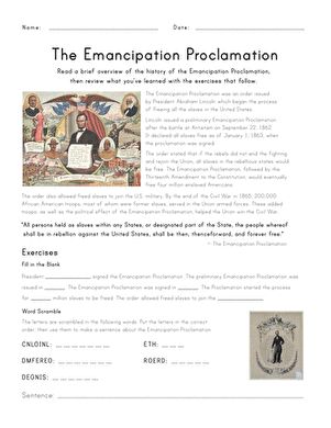 Emancipation Proclamation Activities, Family Proclamation, Emancipation Proclamation, Us History, Fifth Grade, Social Studies, History, Education, Reading