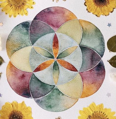 Mandala Watercolor Painting, Watercolor Mandala Art, Watercolor Mandala, Form Drawing, Mandala Doodle, Easy Mandala Drawing, Sacred Geometry Symbols, Quality Tattoo, Mandala Art Therapy