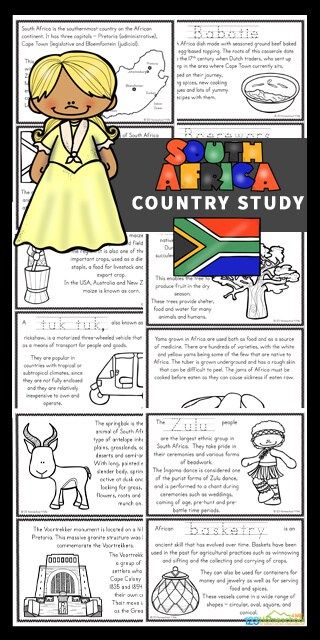 Kids will love learning about South Africa for kids with these Free South Africa Mini Books. These worksheets to color, learn and read are filled with New Zealand facts and information for kindergarten, first grade, 2nd grade, 3rd grade, 4th grade, 5th grade, and 6th grade students. South Africa Theme Preschool, South Africa Activities For Kids, Heritage Day South Africa Crafts, Africa Coloring Pages, Africa Activities For Kids, Africa Activities, South Africa Facts, Heritage Day South Africa, Around The World Crafts For Kids