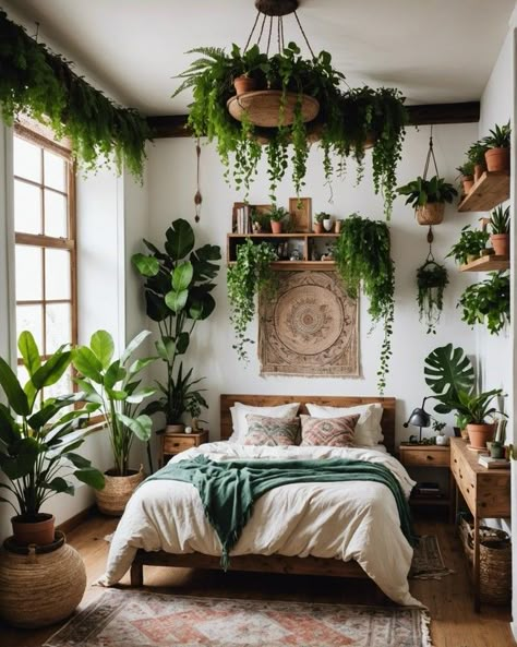 20 Amazing Boho Style Apartment Bedrooms – ToolzView Boho Style Apartment, Design Bedroom Aesthetic, Boho Chic Bedroom Decor, Plants Bedroom, Hang Plants, Farmhouse Bedroom Ideas, Bedroom Decoration Ideas, Cozy Bedroom Design, Boho Style Bedroom