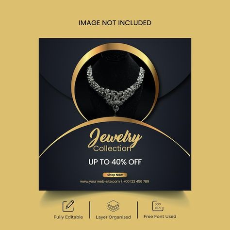 Jewelry social media instagram post or w... | Premium Vector #Freepik #vector Jwellery Posts, Jewellery Banner Design, Jewellery Poster Design, Jewelry Social Media, Jewelry Banner, Jewelry Designs Ideas, Jewellery Advertising, Insta Post Ideas, Creative Banners