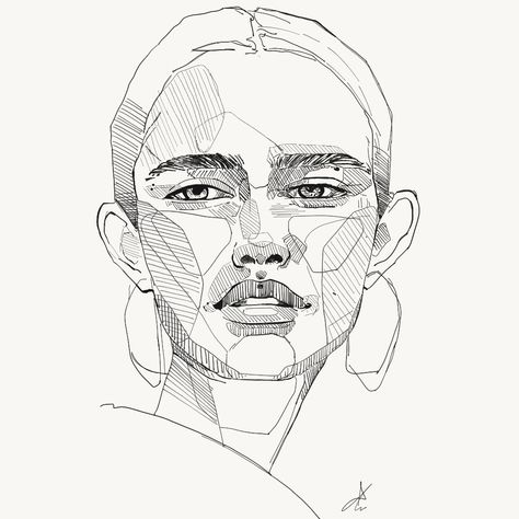 Polina Bright Sketches, Line Portrait Drawing, Drawing Ideas Step By Step, Simple Art Drawings, Beautiful Pencil Drawings, Easy Drawing Ideas, Draw Step By Step, Face Line Drawing, Draw Faces