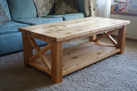 White Rustic Coffee Table, Diy Changing Table, Cedar Wood Projects, Natural Wood Coffee Table, Coffee Table Natural, Real Wood Furniture, Coffee Table Plans, X Coffee Table, Reclaimed Wood Coffee Table