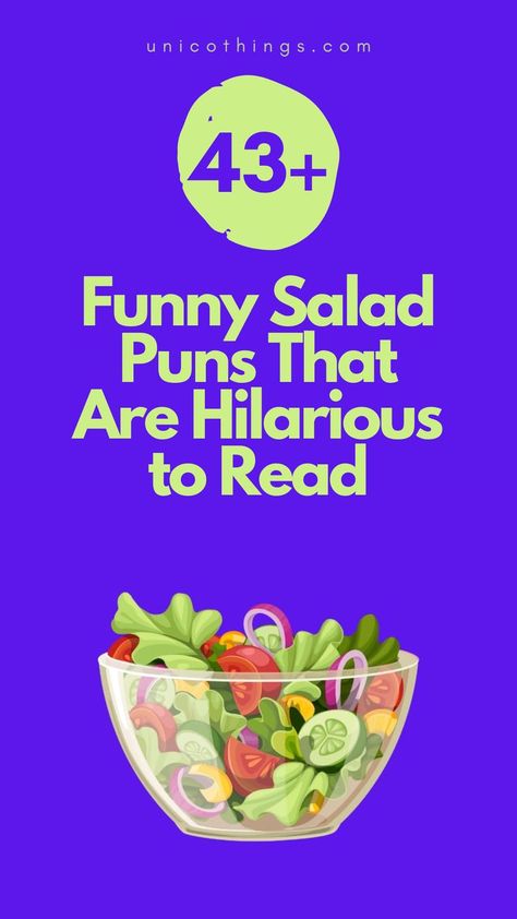 Craving a healthy dose of laughter? Check out these funny salad puns that will add a pinch of humour to your day 🥬 Salad Puns, I Love You Puns, Funny Salad, Puns Funny, Witty Comebacks, Best Salad, Double Entendre, Funny Puns, Puns