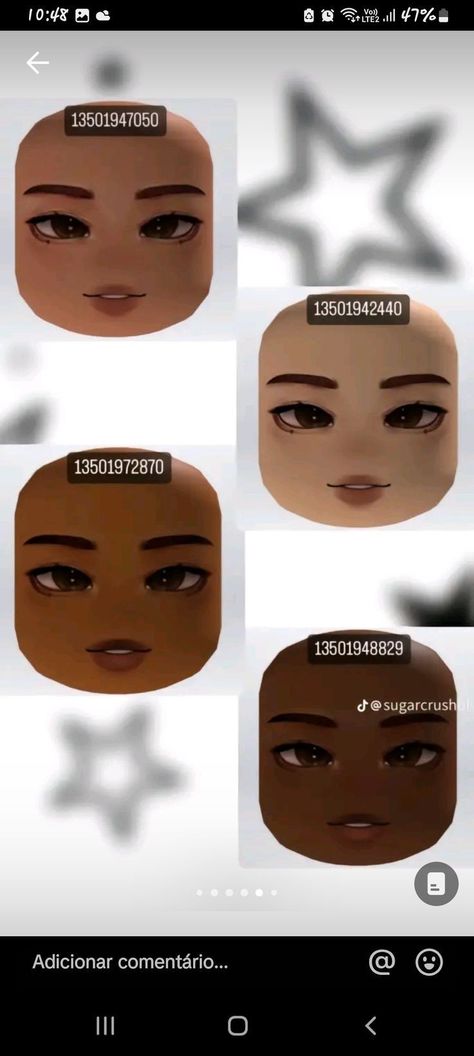 Roblox Face Codes Brookhaven, Face Id Roblox Code, Face Roblox Code, Berry Avenue Codes Face, Roblox Face Codes, Kotak Bento, Aesthetic Outfits Y2k, Y2k Hair, Paper Dolls Clothing