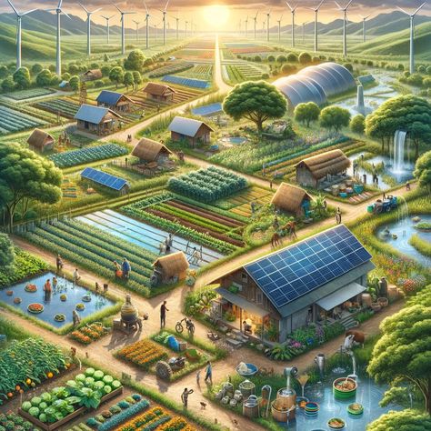 Harvesting Harmony: Cultivating Sustainability in Rural Landscapes Community Living Space, Farming Community, Eco Farm, Agriculture Architecture, Sustainable Neighborhood, Environmental Sustainability, Rural Community, Family Village Plans, Sustainable Development Design