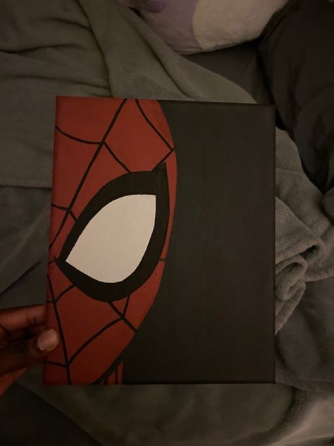 Easy Painting Ideas On Canvas Spiderman, Spiderman Drawing Canvas, Spiderman Painting Aesthetic, Mini Canvas Spiderman, Mini Canvas Art Spiderman, Small Sketch Ideas Aesthetic, Painting Of Spiderman, Spiderman On Canvas, Pink Spiderman Painting