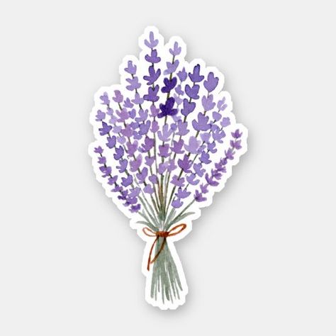 Bouquet Of Flowers Lavender, Printable Stickers Flowers, Purple Aesthetic Stickers, Lavender Scrapbook, Lavender Png, Watercolor Farmhouse, Lavender Basket, Bouquet Sticker, Bouquet Lavender